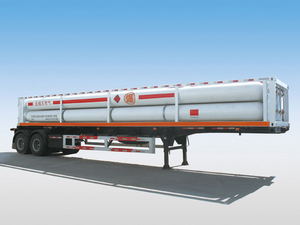 نصف مقطورات انزلاقية LH2 ذات 8 أنابيب و 2 محاور لـ 16000L CNG ، CNG Tube Skid Tanker