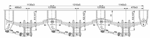 American Tridem Mechinical suspension 13T * 3 Grade مع زنبرك ذو 7 أوراق (صفيحة زنبركية 16 * 90)
